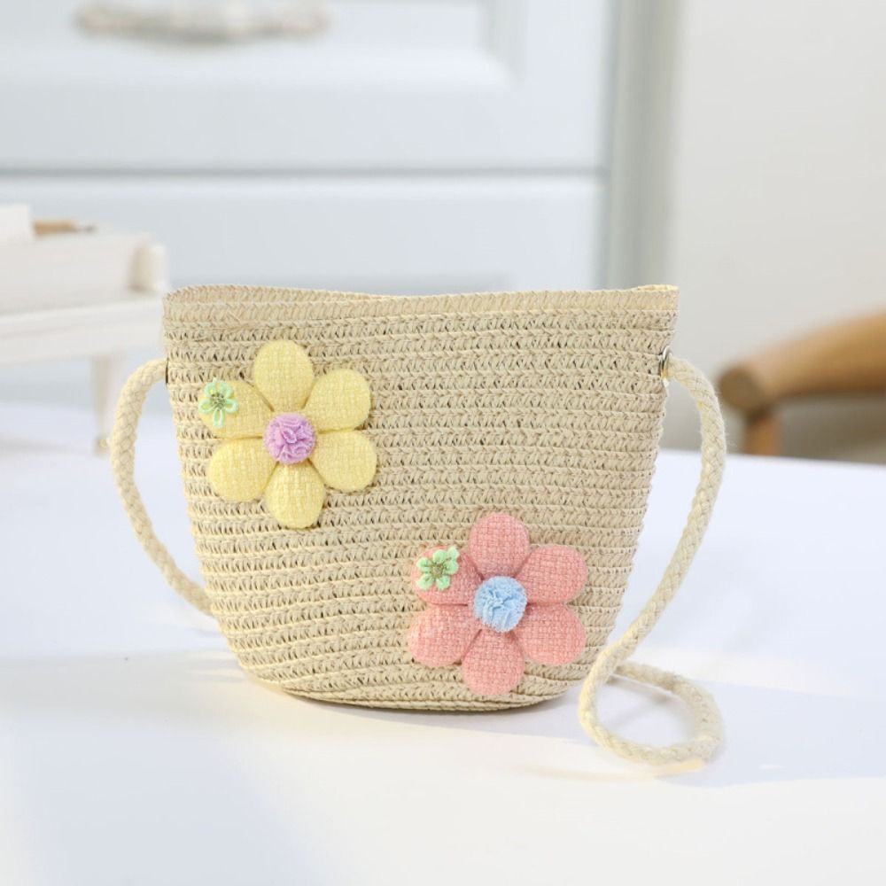 Flower Girl Basket - Cute Handmade Woven Girl Flower Straw