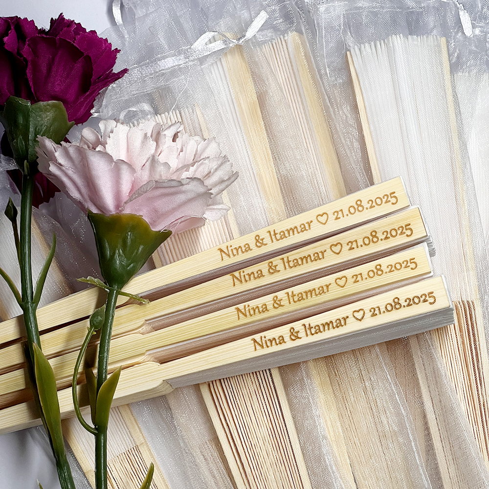 Wedding Supply In Bulk - 10-90pcs Personalized Engraved White Folding Elegant