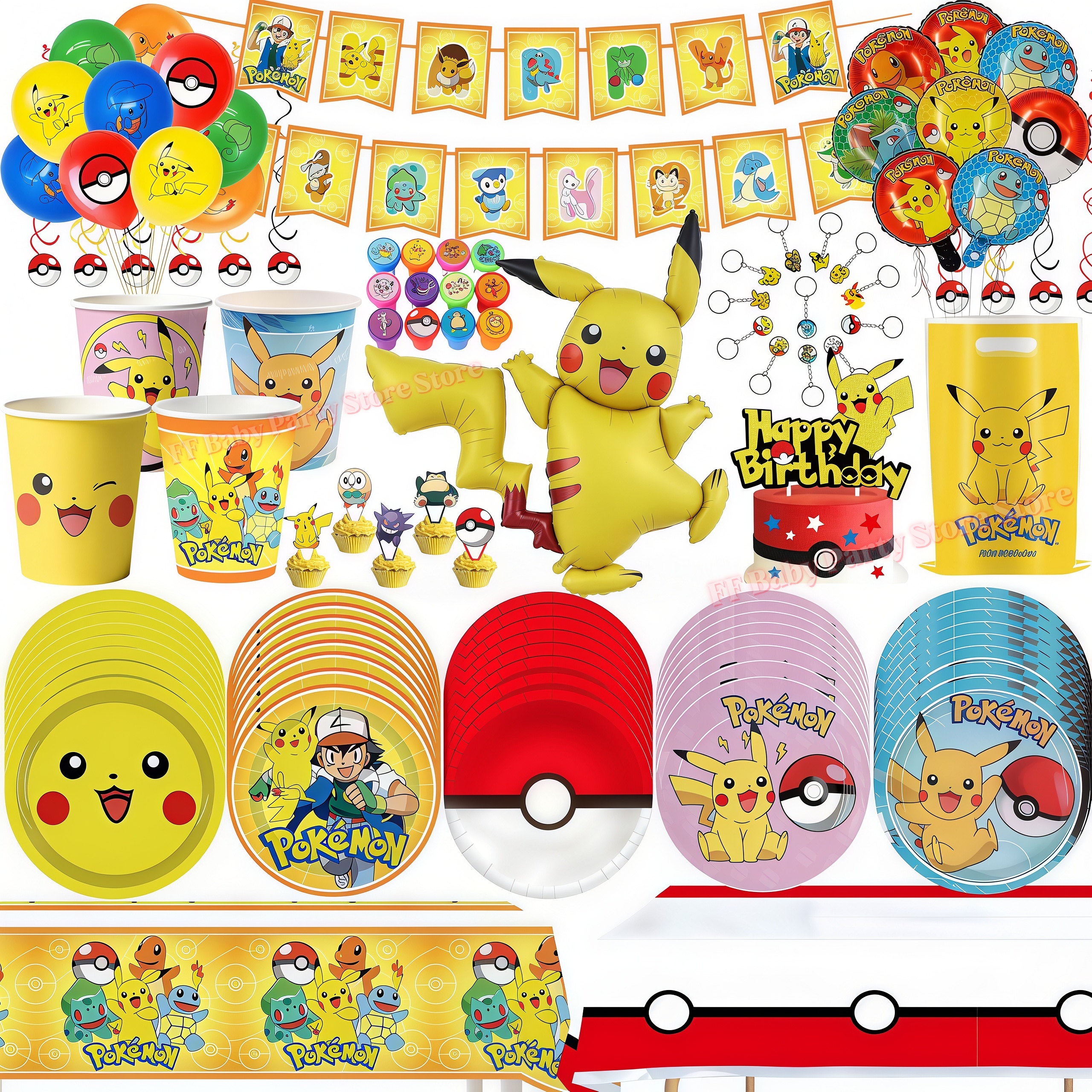 Confetti Balloon Set - PokeMons Birthday Party Decoration Lightning Pikachu
