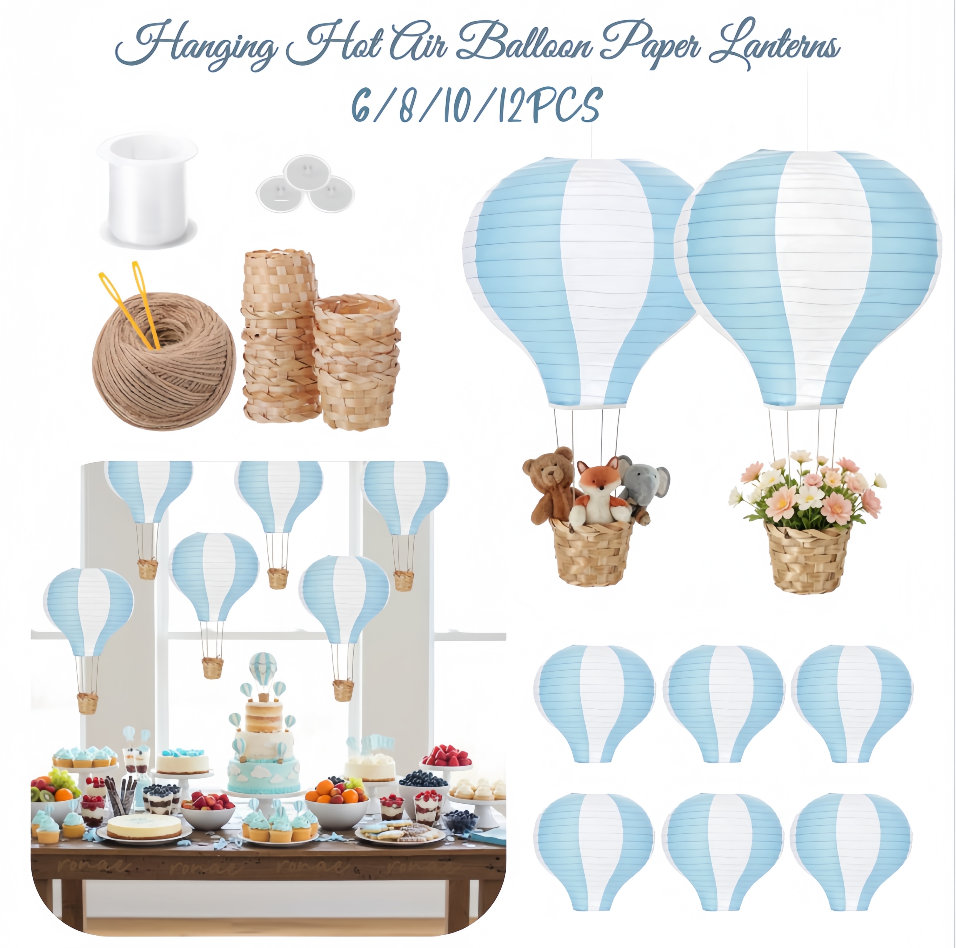 6-12Pcs Hanging Hot Air Balloo - đánh giá và giá Confetti Balloon Set