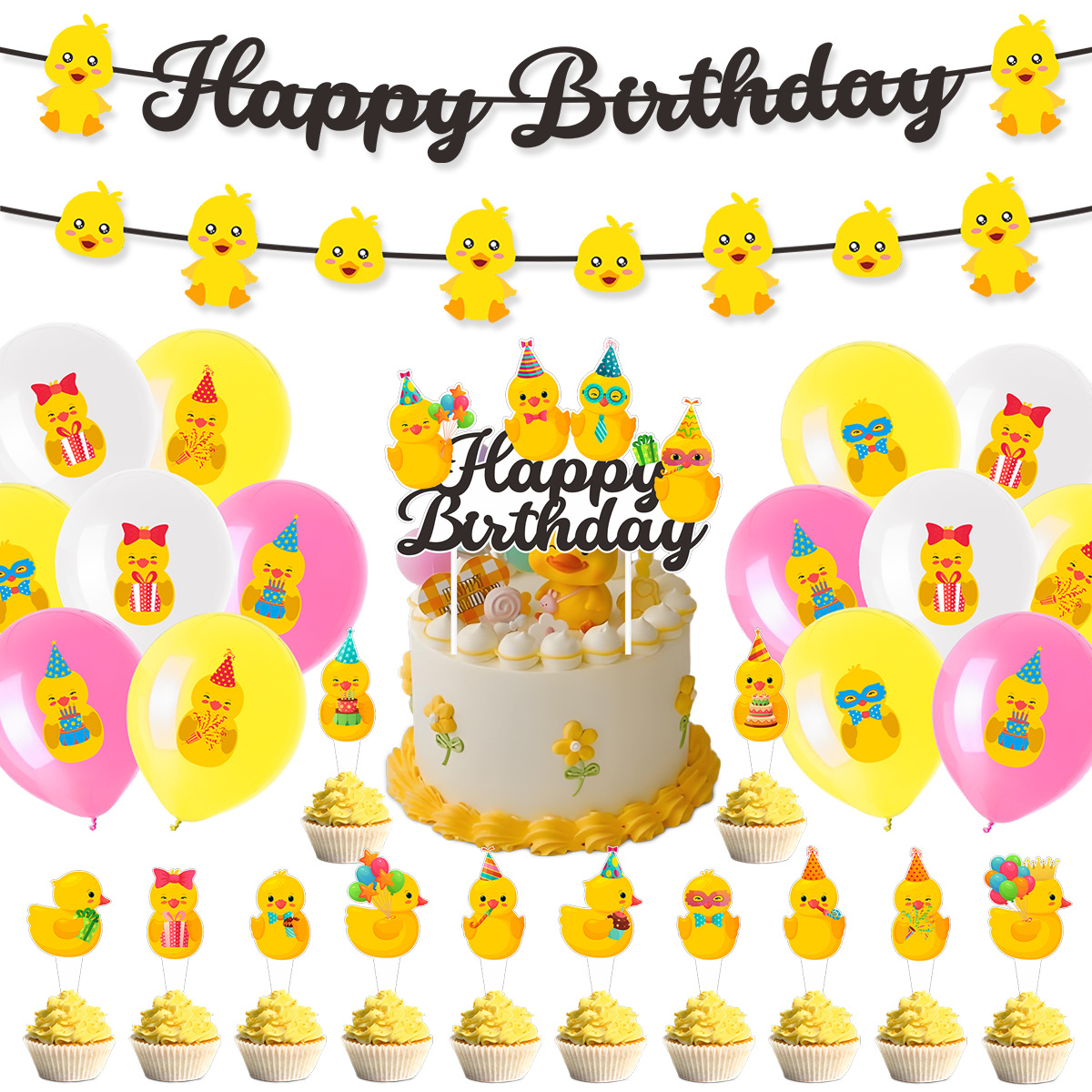 Cute Swim Duck Theme Happy Bir - đánh giá và giá Confetti Balloon Set