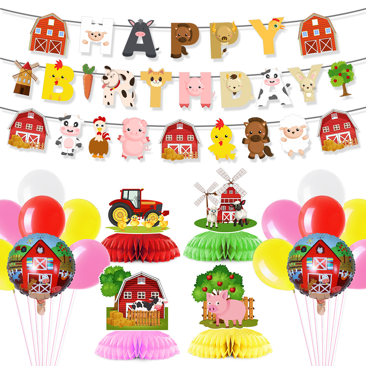 Cartoon Farm Animal Theme Birt - đánh giá và giá Confetti Balloon Set