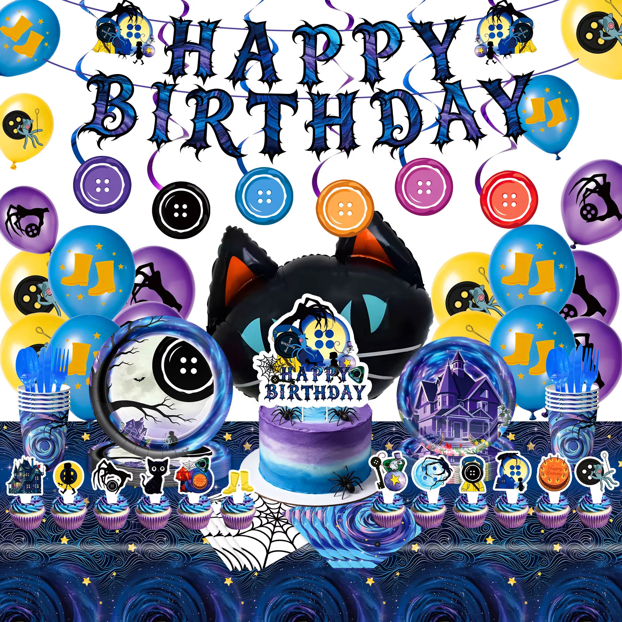 Horror C&Coralined Birthday De - đánh giá và giá Confetti Balloon Set
