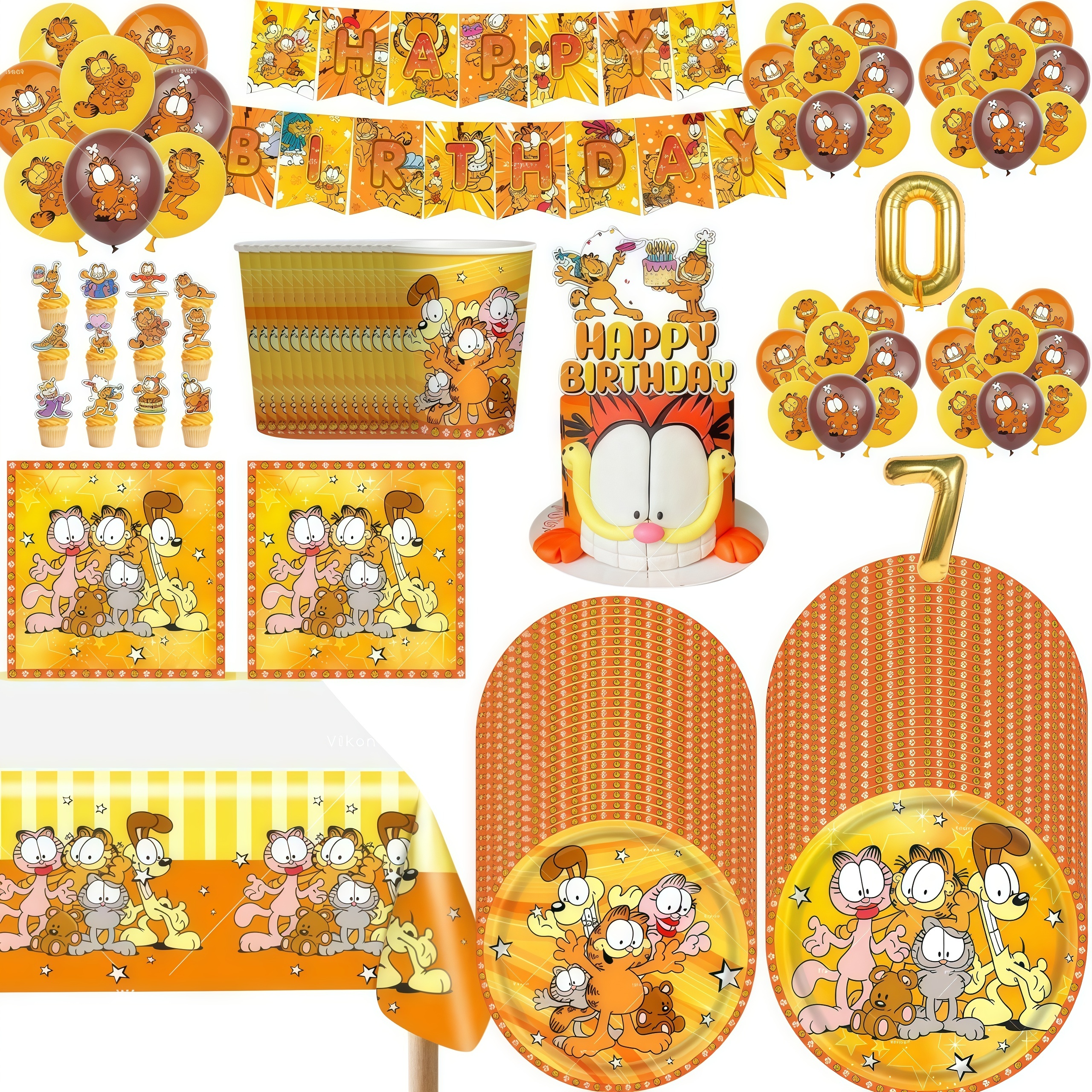 Cute Cartoon G-arfielded Birth - đánh giá và giá Confetti Balloon Set