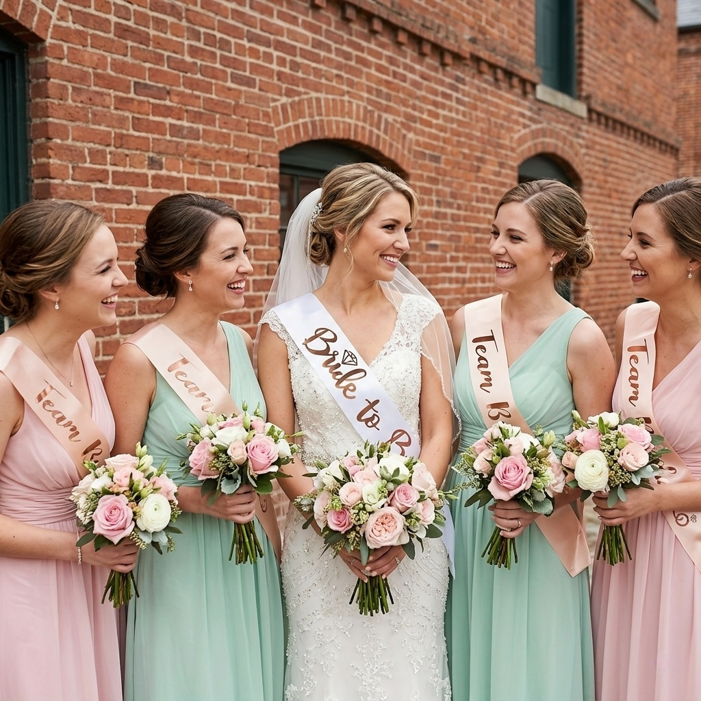 7pcs Set Rose Gold Foil BRIDE  - đánh giá và giá Bride Tribe Sash
