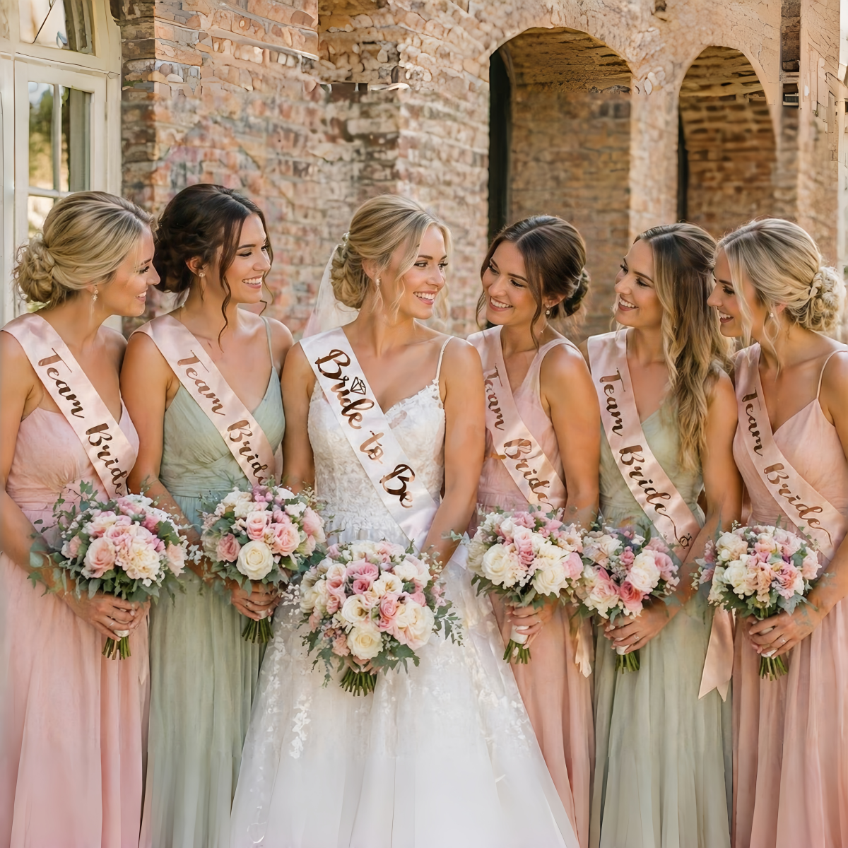 7pcs Set Rose Gold Foil BRIDE  - đánh giá và giá Bride Tribe Sash