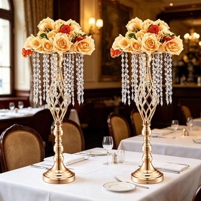 Elegant Tall Gold Crystal Flow - đánh giá và giá Flower Girl Basket