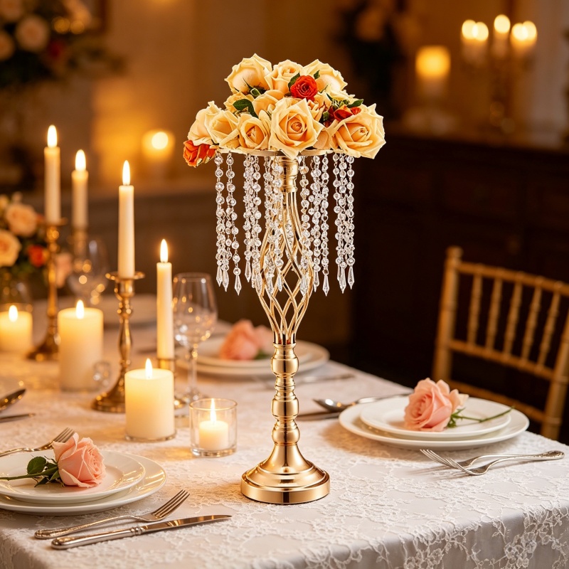 Elegant Tall Gold Crystal Flow - đánh giá và giá Flower Girl Basket