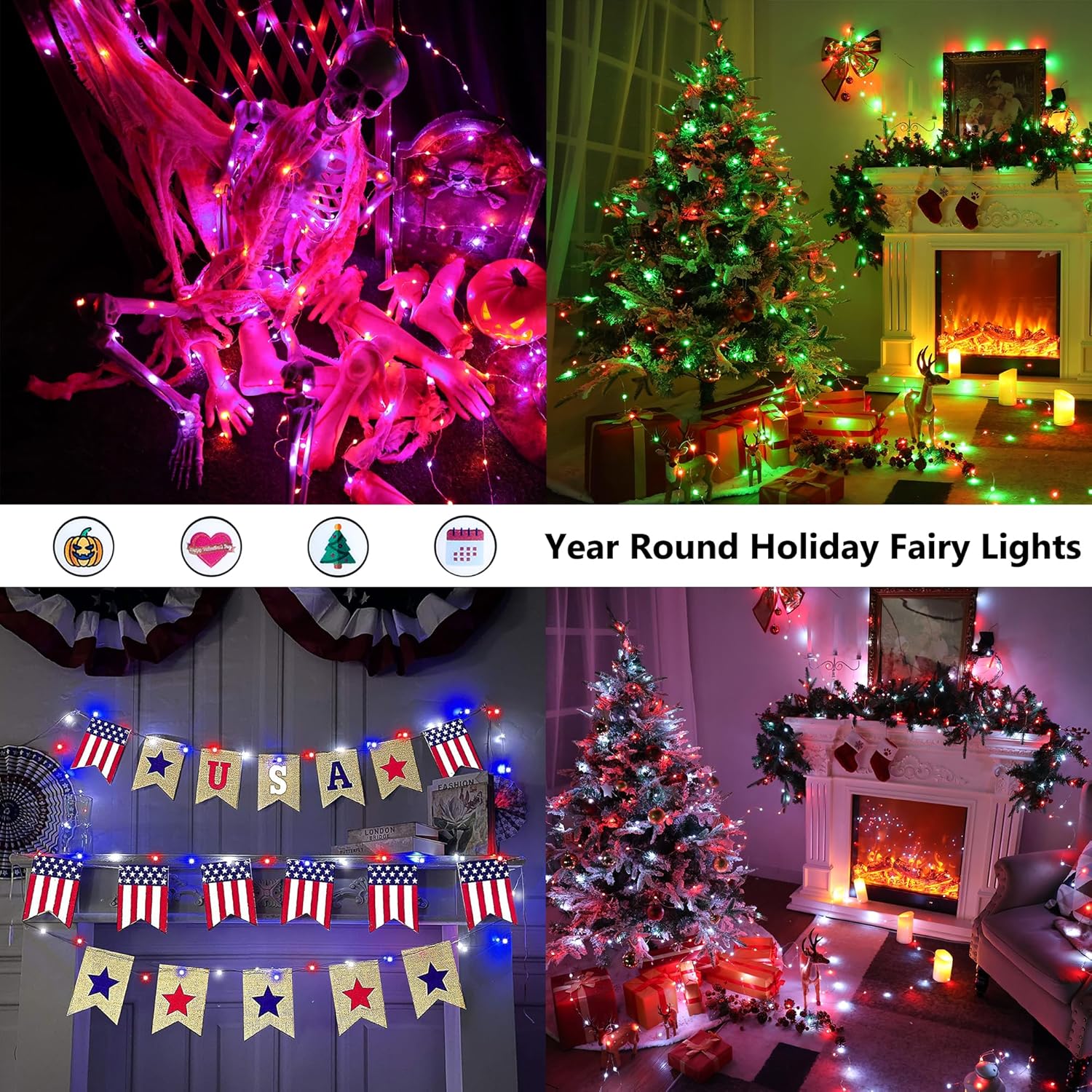 33ft 100 LED Red White Blue Fa - đánh giá và giá Wedding Led