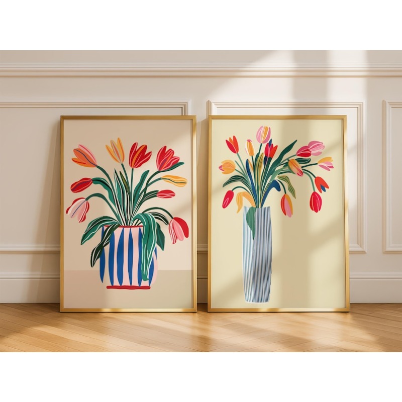2pcs Tulip Flowers Canvas Wall - đánh giá và giá Flower Girl Basket
