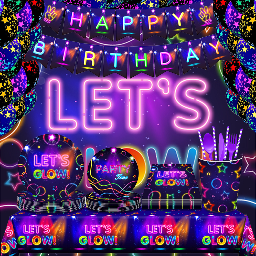 Glow Party Tablecloth Napkins  - đánh giá và giá Confetti Balloon Set