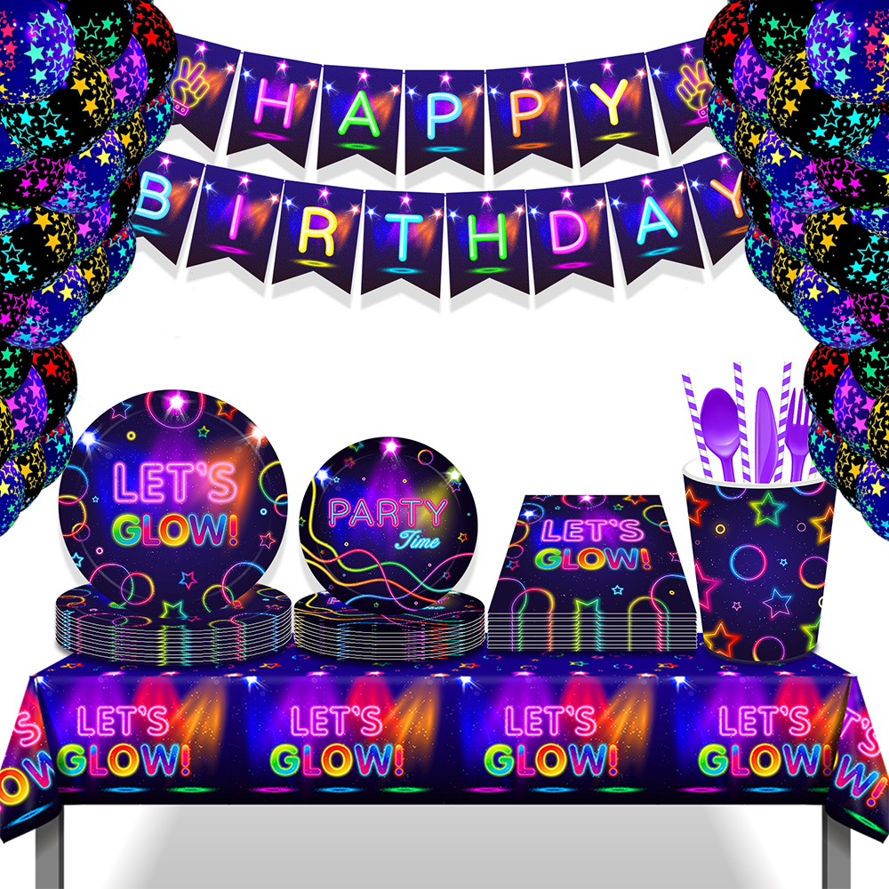 Glow Party Tablecloth Napkins  - đánh giá và giá Confetti Balloon Set